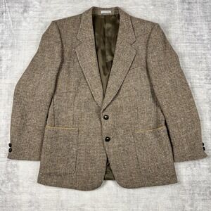 Harris Tweed Blazer Mens 42 Brown Scottish Wool Vtg Sport Coat 2 Button Leishman
